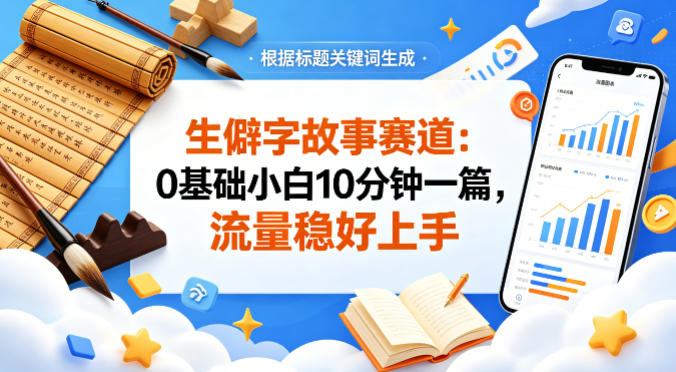 公众号流量主——生僻字故事赛道，流量稳，好上手，0基础小白也能10分钟一篇-源创文化