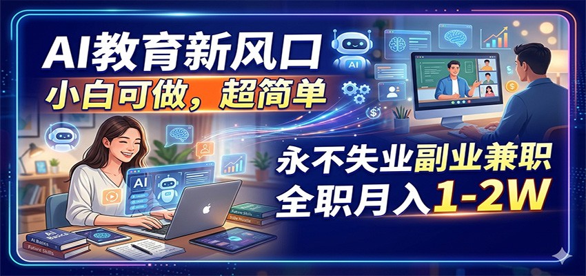 AI教育新风口，小白可做，超简单，永不失业副业兼职 全职月入1-2W-源创文化