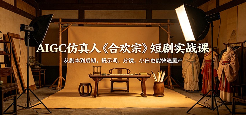 AIGC仿真人《合欢宗》短剧实战课：从剧本到后期，提示词，分镜，小白也能快速量产-源创文化