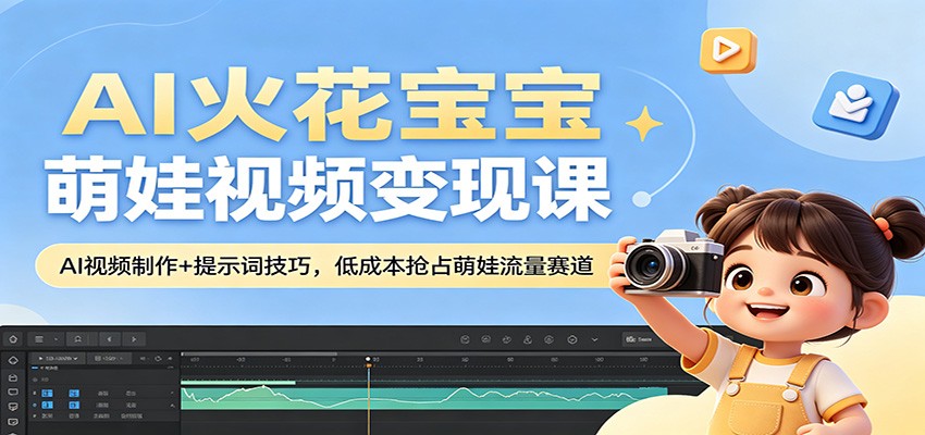 AI火花宝宝萌娃视频变现课：AI视频制作+提示词技巧，低成本抢占萌娃流量赛道-源创文化