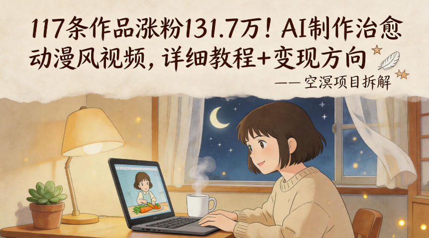 117条作品涨粉131.7W！AI制作治愈动漫风视频，详细教程+变现方向-源创文化