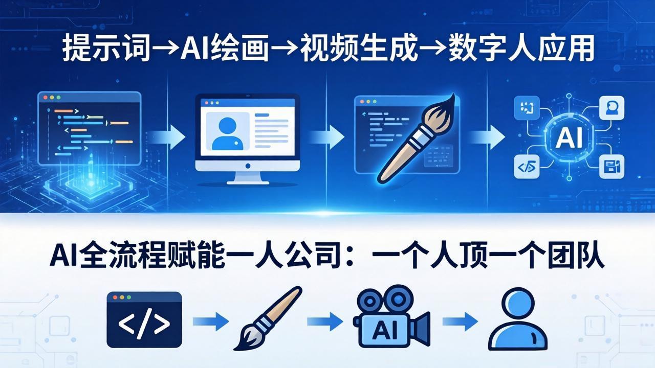 AI全流程赋能一人公司：提示词、绘画、视频、数字人、编程，一个人顶一个团队-源创文化