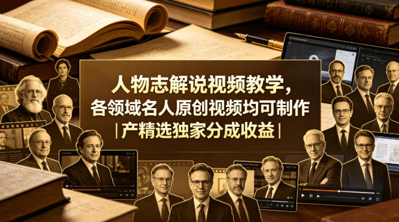 人物志解说视频教学，各领域名人原创视频均可制作丨精选独家分成收益(更新0430)-源创文化