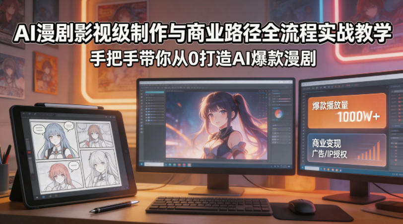 AI漫剧影视级制作与商业路径全流程实战教学，手带你从0打造AI爆款漫剧-源创文化