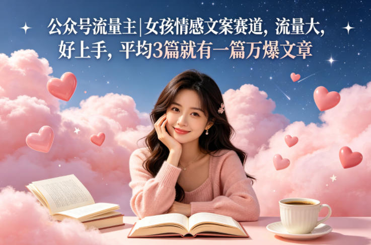 公众号流量主女孩情感文案赛道，流量大，好上手，平均3篇就有一篇万爆文章-源创文化