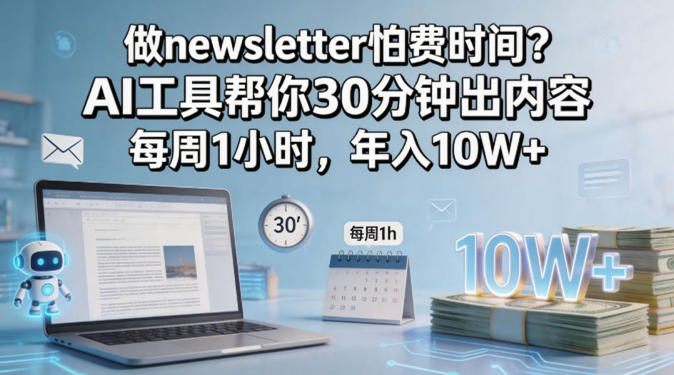 做newsletter怕费时间？AI工具帮你30分钟出内容，每周1小时，年入10W+！【原创双语字幕】-源创文化