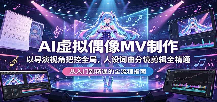 AI虚拟偶像MV制作：以导演视角把控全局，人设词曲分镜剪辑全精通-源创文化