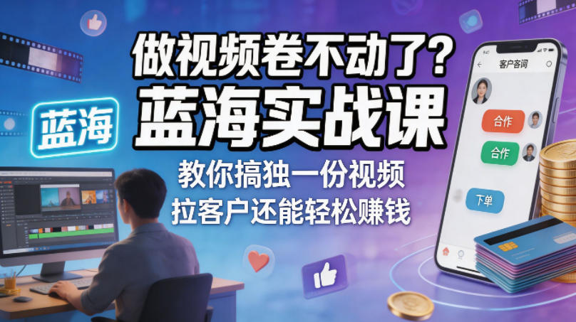 做视频卷不动了？蓝海实战课教你搞独一份视频，拉客户还能轻松賺钱！【原创双语字幕】-源创文化