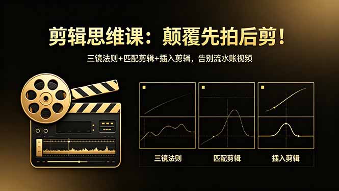 剪辑思维课：颠覆先拍后剪！三镜法则+匹配剪辑+插入剪辑，告别流水账视频-源创文化
