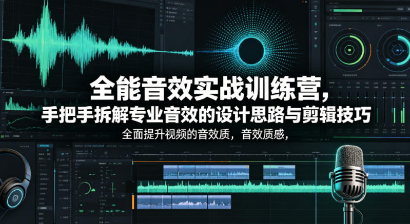 全能音效实战训练营，手把手拆解专业音效的设计思路与剪辑技巧，全面提升视频的音效质感-源创文化