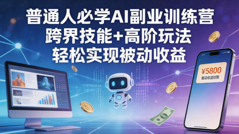 普通人必学AI副业训练营跨界技能+高阶玩法轻松实现被动收益-源创文化