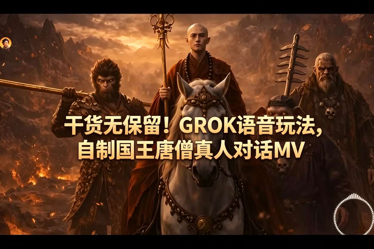 干货无保留！GROK语音玩法，自制国王唐僧真人对话MV-源创文化