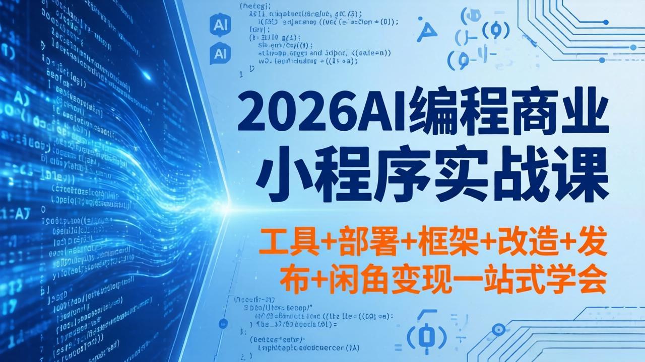 2026AI编程商业小程序实战课，工具+部署+框架+改造+发布+闲鱼变现一站式学会-源创文化