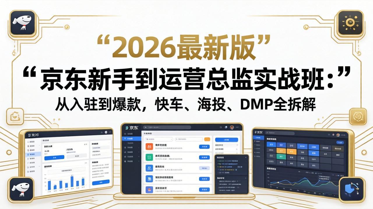 京东新手到运营总监实战班：从入驻到爆款，快车、海投、DMP全拆解，2026最新版-源创文化