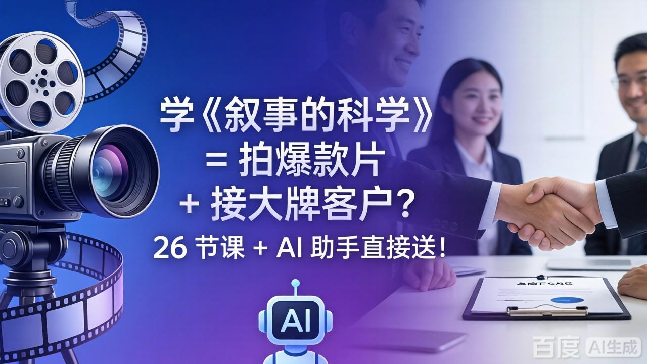 学《叙事的科学》= 拍爆款片 + 接大牌客户？26 节课 + AI 助手直接送！-源创文化