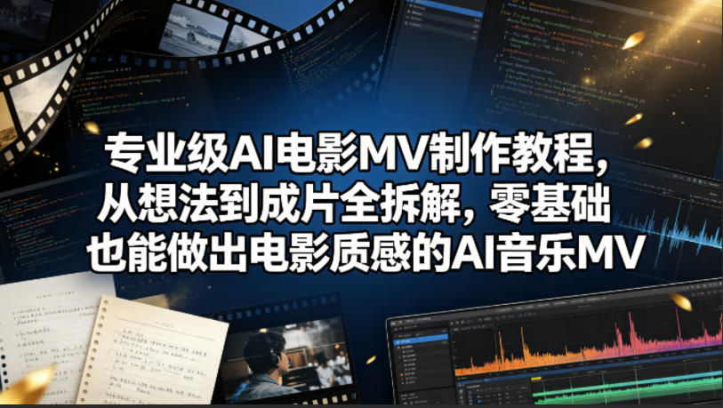 专业级AI电影MV制作教程，从想法到成片全拆解，零基础也能做出电影质感的AI音乐MV-源创文化
