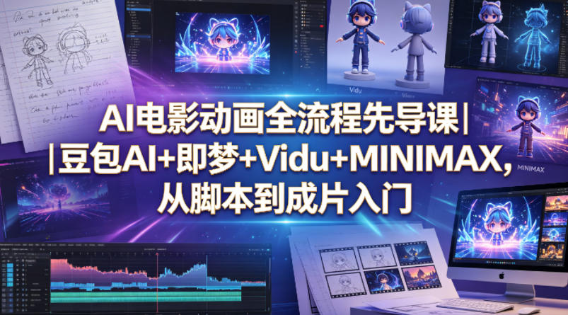 AI电影动画全流程先导课｜豆包AI+即梦+Vidu+MINIMAX，从脚本到成片入门-源创文化