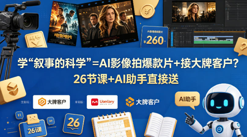 学《叙事的科学》=AI影像拍爆款片+接大牌客户？26节课+AI助手直接送【原创双语字幕】-源创文化