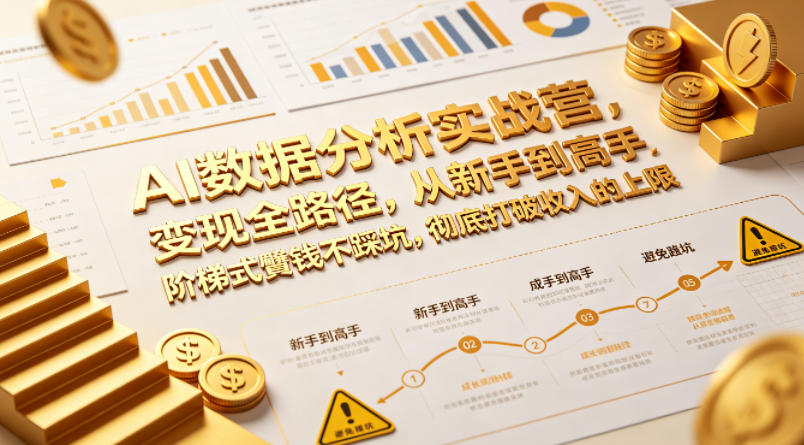 AI数据分析实战营，变现全路径，从新手到高手，阶梯式賺钱不踩坑，彻底打破收入的上限-源创文化