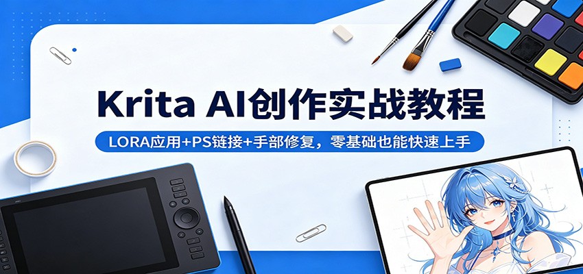 Krita AI创作实战教程：LORA应用+PS链接+手部修复，零基础也能快速上手-源创文化