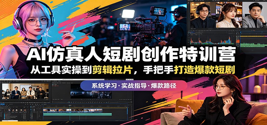 AI仿真人短剧创作特训营：从工具实操到剪辑拉片，手把手打造爆款短剧-源创文化