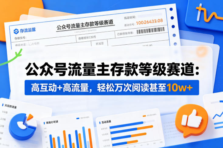 公众号流量主之存款等级赛道，高互动+高流量，轻松达到万次阅读，甚至10w+-源创文化