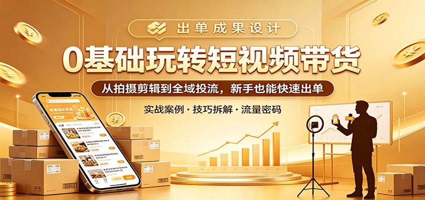 0基础玩转短视频带货：从拍摄剪辑到全域投流，新手也能快速出单-源创文化