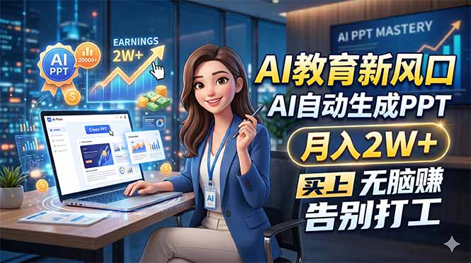 AI教育新风口，AI自动生成PPT，月入2W+，无脑赚，告别打工-源创文化