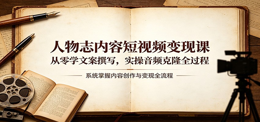 人物志内容短视频变现课：从零学文案撰写，实操音频克隆全过程-源创文化