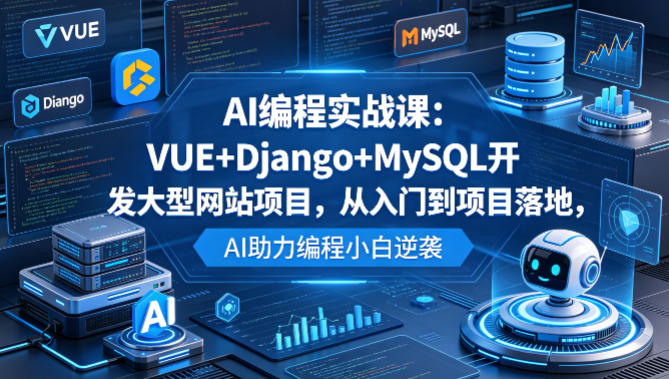 AI编程实战课：VUE+Django+MySQL开发大型网站项目，从入门到项目落地，AI助力编程小白逆袭-源创文化