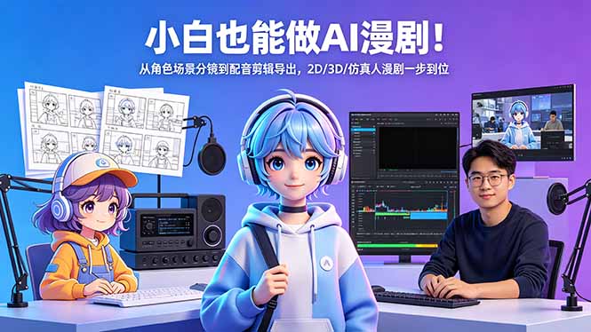 小白也能做AI漫剧！从角色场景分镜到配音剪辑导出，2D/3D/仿真人漫剧一步到位-源创文化
