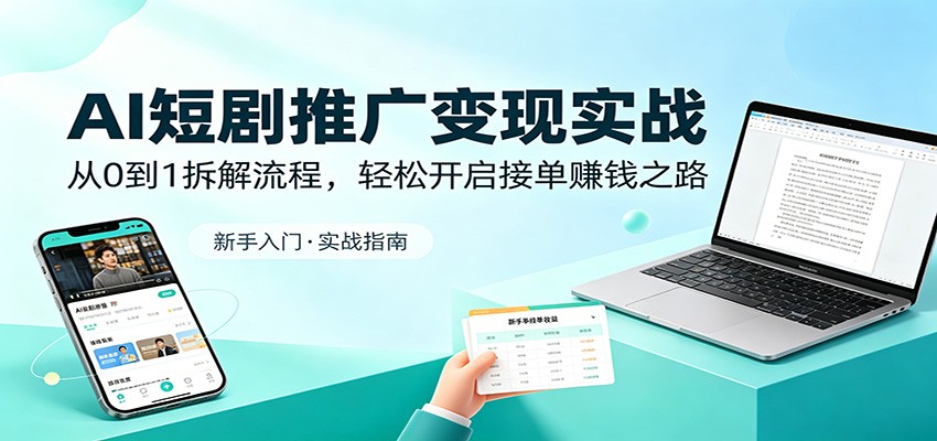 AI短剧推广变现实战：从0到1拆解流程，轻松开启接单赚钱之路-源创文化