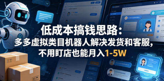 低成本搞钱思路：多多虚拟类目机器人解决发货和客服，不用盯店也能月入1-5W【揭秘】-源创文化