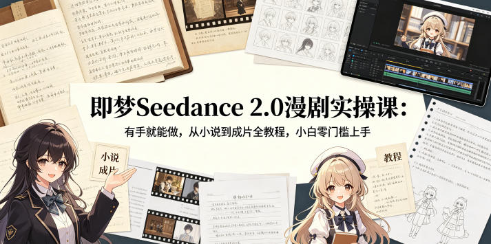 即梦Seedance 2.0漫剧实操课：有手就能做，从小说到成片全教程，小白零门槛上手-源创文化