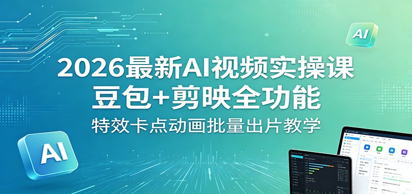 2026最新AI视频实操课：豆包+剪映全功能，特效卡点动画批量出片教学-源创文化