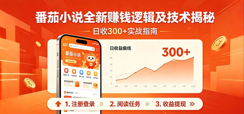 番茄小说全新赚钱逻辑及技术日收300+，小白新书皆可做！无脑赚就行了！-源创文化