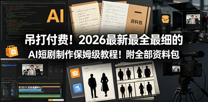 吊打付费！2026最新最全最细的AI短剧制作保姆级教程！附全部资料包-源创文化
