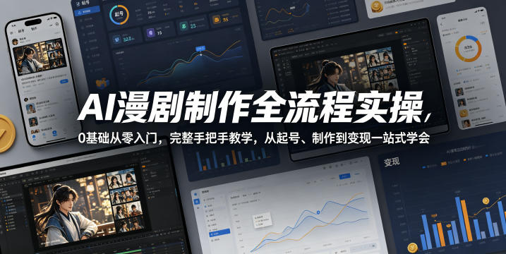 AI漫剧制作全流程实操，0基础从零入门，完整手把手教学，从起号、制作到变现一站式学会-源创文化