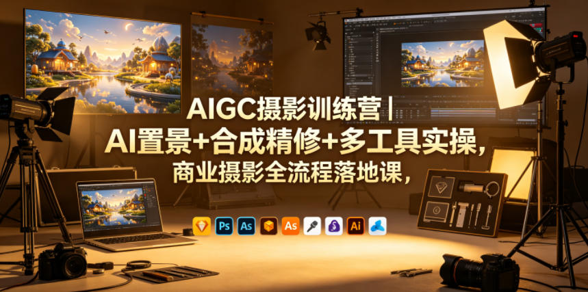 AIGC摄影训练营｜AI置景+合成精修+多工具实操，商业摄影全流程落地课-源创文化