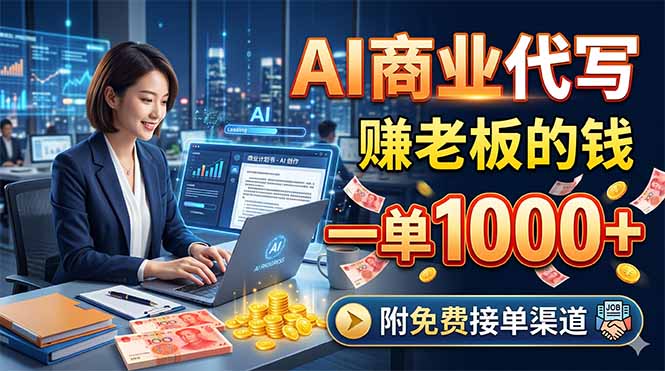 AI商业代写，赚老板的钱，一单1000+，附免费接单渠道-源创文化