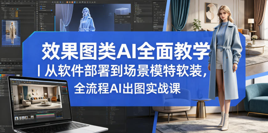 效果图类AI全面教学｜从软件部署到场景模特软装，全流程AI出图实战课-源创文化