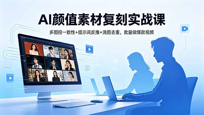 AI颜值素材复刻实战课，多图控一致性+提示词反推+洗图去重，批量做爆款视频-源创文化