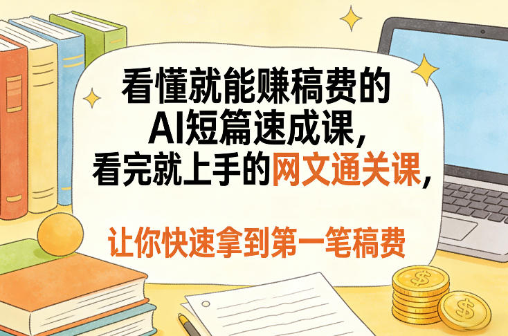 看懂就能賺稿费的AI短篇速成课，看完就上手的网文通关课，让你快速拿到第一笔稿费(更新5月)-源创文化