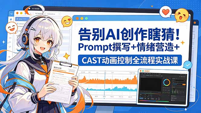 告别AI创作瞎猜！Prompt撰写+情绪营造+CAST动画控制全流程实战课-源创文化