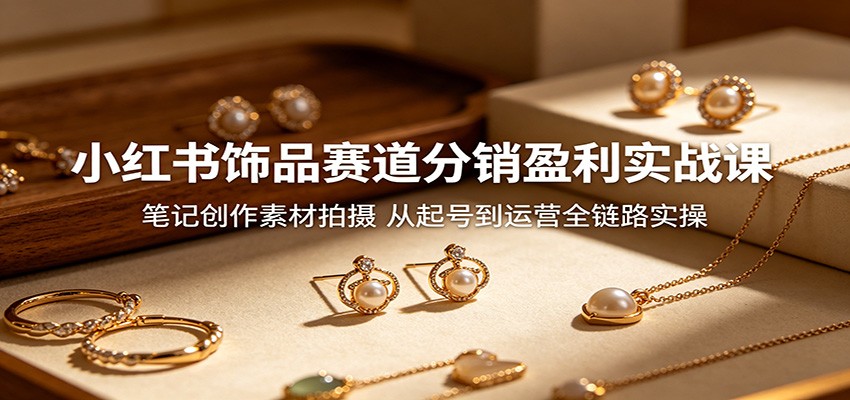 小红书饰品赛道分销盈利实战课：笔记创作素材拍摄，从起号到运营全链路实操-源创文化