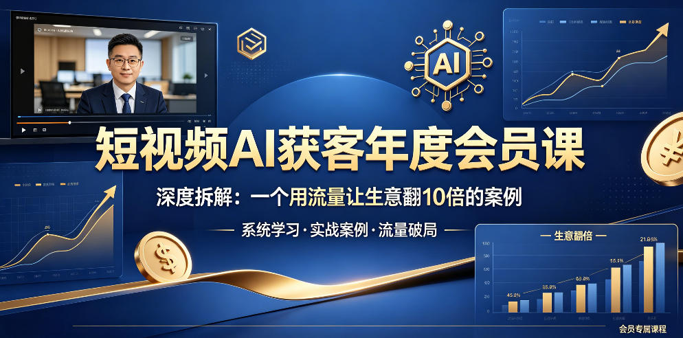 短视频AI获客年度会员课，深度拆解，一个用流量让生意翻10倍的案例-源创文化