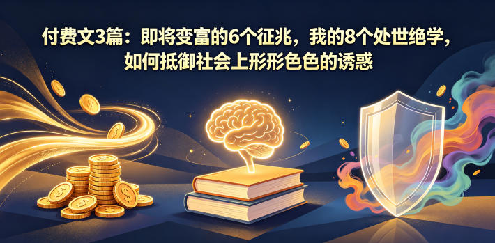 付费文3篇：即将变富的6个征兆，我的8个处世绝学，如何抵御社会上形形色色的诱惑-源创文化