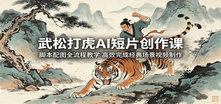 武松打虎AI短片创作课：脚本配图全流程教学，高效完成经典场景视频制作-源创文化