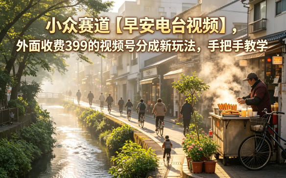 小众赛道【早安电台视频】，外面收费399的视频号分成新玩法，手把手教学-源创文化