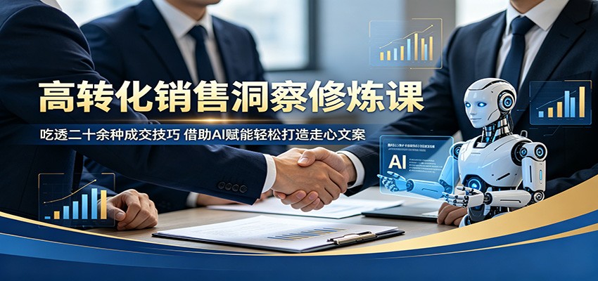 高转化销售洞察修炼课：吃透二十余种成交技巧，借助AI赋能轻松打造走心文案-源创文化